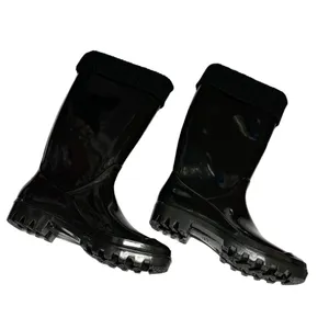 dav Womens Boots Sz 8 US 38 EU Black‎ Rain Boots Sweater Trim Fleece Inside NEW thumbnail 2