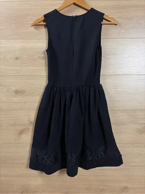 Aqua Fit & Flare Black Ponte Sleeveless Lace-Hem Dress thumbnail 7