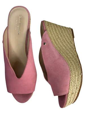 KATE SPADE Thea Wedge in Rococo Pink Sz 8 Suede Espadrille Feminine Girly thumbnail 1