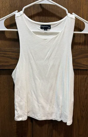 Dry Goods Fitted white cotton tank thumbnail 1