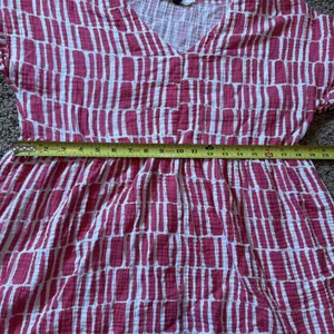 Women's Michelle McDowell Pink & White Cotton Dress‎ V Neck Elastic Waist Large thumbnail 5
