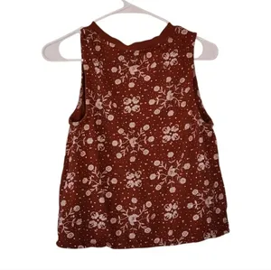 Loft Bandana Print Knot Front Tank Top - Red/Orange, Medium thumbnail 2
