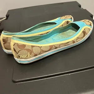 Coach Women's Brown and Teal Flats thumbnail 3