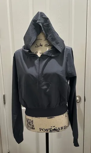 Soffe Women's Hooded Half-Zip jacket- Charcoal Gray thumbnail 1