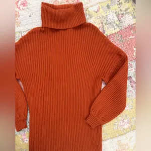 Women's Ribbed Orange Sweater dress thumbnail 2