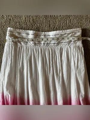 Y2K Pink Ombre Tiered Skirt White to Hot Pink dip dye with mirror sequins thumbnail 6