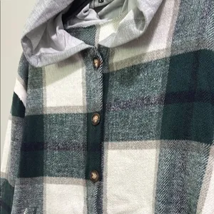 Fall Flannel Plaid Hooded Jacket with Hood thumbnail 6