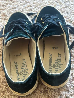 Superga Dark Green Velvet Sneakers thumbnail 2