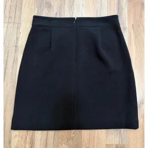 LOFT Black Pencil Skirt Size 4 Petite Gold Button Back Flap Detail thumbnail 3