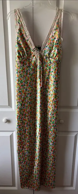 Women's Wild Fable Lace Trim Satin Maxi Slip Dress Size Medium thumbnail 1