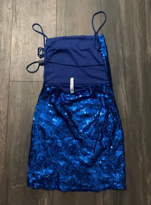 Lucy in the Sky Starstruck Strappy Dress in Lapis Blue thumbnail 4
