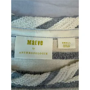 Maeve Anthropologie Striped Faux Fur Hem Knit Top Small thumbnail 2