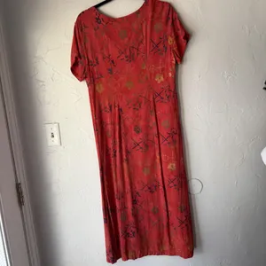 Norm Thompson Dress Vintage 90s Small Red Floral 100% Rayon Short Sleeve Maxi‎ thumbnail 10