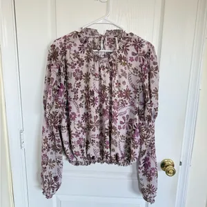 Free People Clarissa Purple Floral Blouse thumbnail 4
