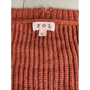 POL Striped V Neck Distressed Sweater‎ Size L Brown Blue White Red thumbnail 8
