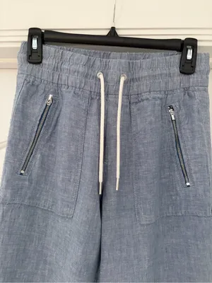 Athleta Light Blue Linen Drawstring Joggers Size 0 thumbnail 2
