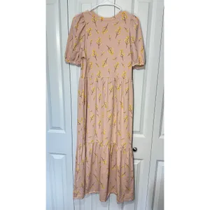 Musli Maxi Dress S Rose Bloom Tiered Puff Sleeve Organic Cotton Cottagecore thumbnail 3