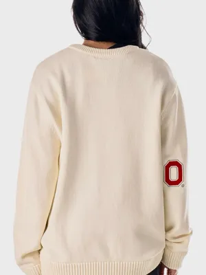 Unisex Ohio Graphic Crewneck Sweater - Cream with Red & Gray Accents Size M thumbnail 4