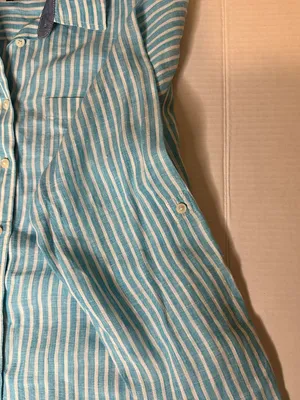Talbots striped collared baby blue and white button up blouse, Small thumbnail 2