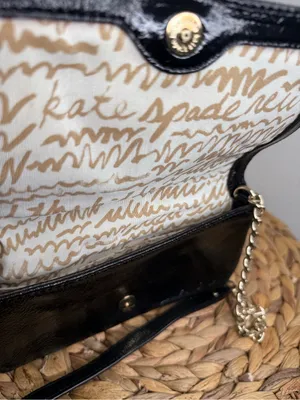 Kate Spade Purse Black Patent Leather Clutch Purse on a Chain Shoulder Strap thumbnail 4