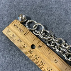 Anne Klein Authentic Ribbed Heart Silver Tone‎ Vintage 80's Necklace Link Toggle thumbnail 10