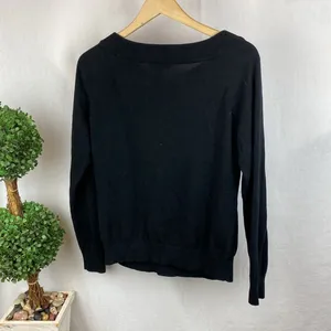 Ralph Lauren Black Knit Long Sleeve Buckle Accent Crew Neck Sweater L thumbnail 3