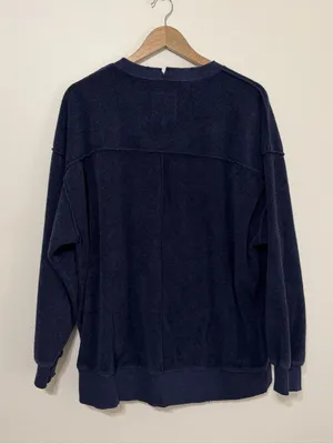 Aerie Crewneck Sweatshirt Size Small Oversized Navy Blue Terry Chill thumbnail 6