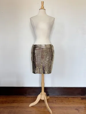 Vintage 80s Disco Gold Sequin Pencil Skirt thumbnail 2