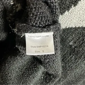 Neely Womens Sz S Sweater White Black Open Knit Oversized Stretchy￼ V Neck thumbnail 7