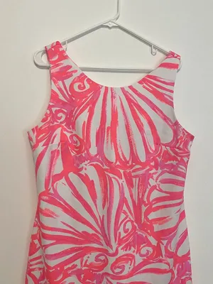 LILLY PULITZER Callie Shift Dress Pink Sun Ray Shimmy Shimmy Neon Seashell Large thumbnail 4