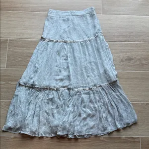 Free People Women's baby blue beaded Ella Ruched Tiered Peasant Maxi Skirt thumbnail 4