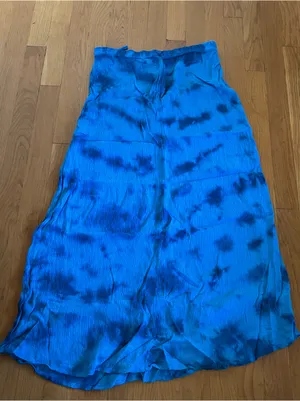 Vintage 90s Hokuspokus Rayon Blue Tye Dye Skirt Size L thumbnail 1