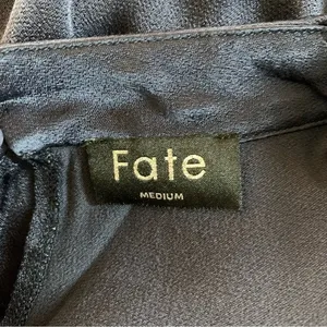 Fate Navy Blue Satin Tank M High Neck Pocket Detail Minimalist Sleek Workwear thumbnail 4