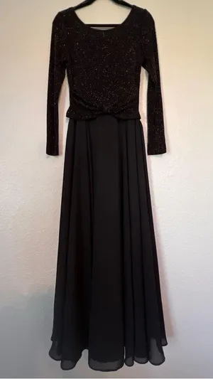 JESSICA McCLINTOCK VINTAGE DRESS BLACK SPARKLE FORMAL MAXI DRESS SIZE 10 #124 thumbnail 2