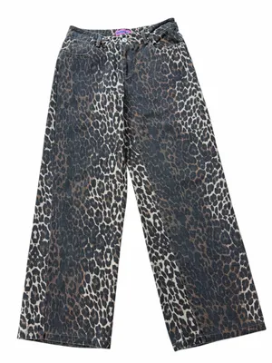 Edikted Leopard Print Wide-Leg Denim Pants thumbnail 1