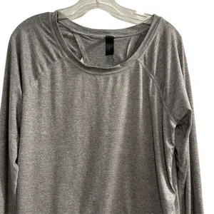 Yogalicious Women's Gray Long‎ Sleeve Top Open Back Thumb Holes Size M thumbnail 2