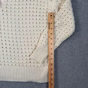JOIE Sansa Open Knit Sweater Women's Medium Cream Long Sleeve V-Neck thumbnail 6