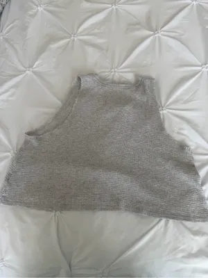 aerie Light Gray Waffle Henley Tank thumbnail 2