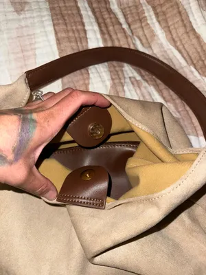 New Faux Suede Slouchy Hobo Bag & Pouch Multiple: Colors:tan Faux Suede Bag Faux Leather Pouch thumbnail 9