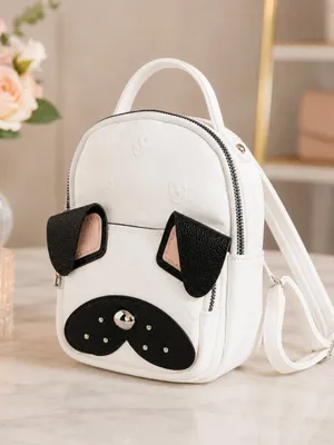 Betsey Johnson Pug Dog Mini Backpack Cream Black 3D Ears NWT thumbnail 3