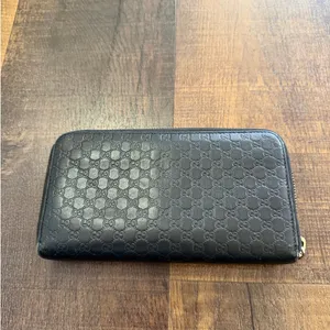 Gucci Guccissima Zip Around Wallet Black Leather GG Embossed Long Wallet thumbnail 11