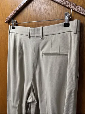 St. John High Rise Wool Blend Wide Leg Pleated Trousers Pants Beige Cream 6 thumbnail 4