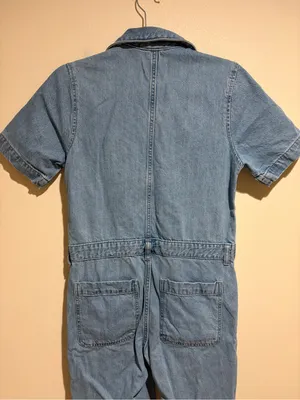 Everlane Light Wash Denim Short Sleeve Coverall Jumpsuit Boilersuit Utility 0 thumbnail 13