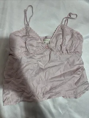 Light Pink Satin Lace-Trim Chemise Camisole thumbnail 1