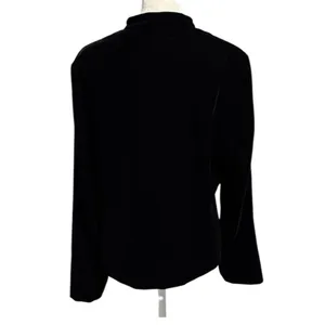 Vintage Talbots Size 10 Button Front Shirt Top Black Velvet Goth thumbnail 2