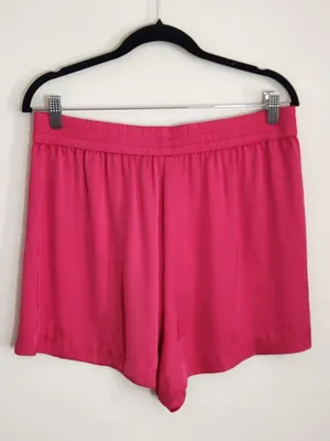 Victoria's Secret Hot Pink Satin Pull-On Lounge Shorts Size Large Flaw thumbnail 3