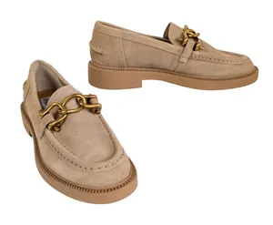 STEVE MADDEN Tan Suede Karmine Chunky Chain Loafer Leather Slip On Women's 6 thumbnail 1
