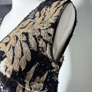 Lulus Gilded Glory Gold and Black Sequin Open Back Maxi Gown Women's size XL thumbnail 5