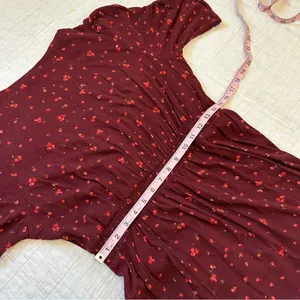 Old Navy Burgundy Puff-Sleeve V-Neck Midi Dress NWT NEW Large Burgundy Floral thumbnail 7