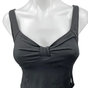 Free People Kindred Black Sleeveless Ruched Knot Cutouts Bustier Crop Tank Top S thumbnail 3